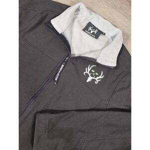 Bone Collector Jacket Mens Medium Black Full Zip Hunting Outdoor Neon Green Soft